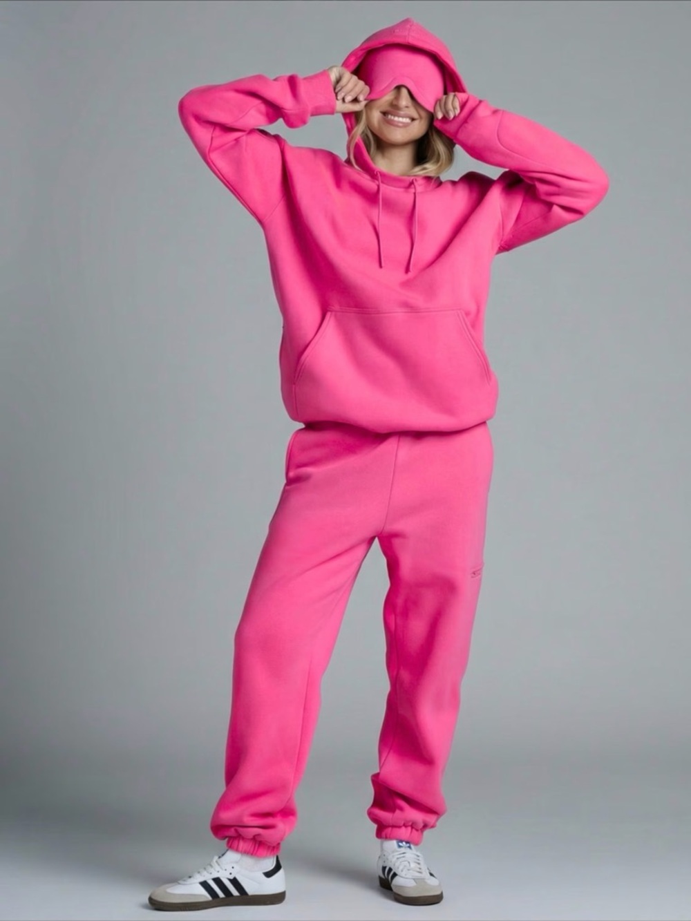 Women's Hot Pink Oversized Hoodie & Sweatpants Set
